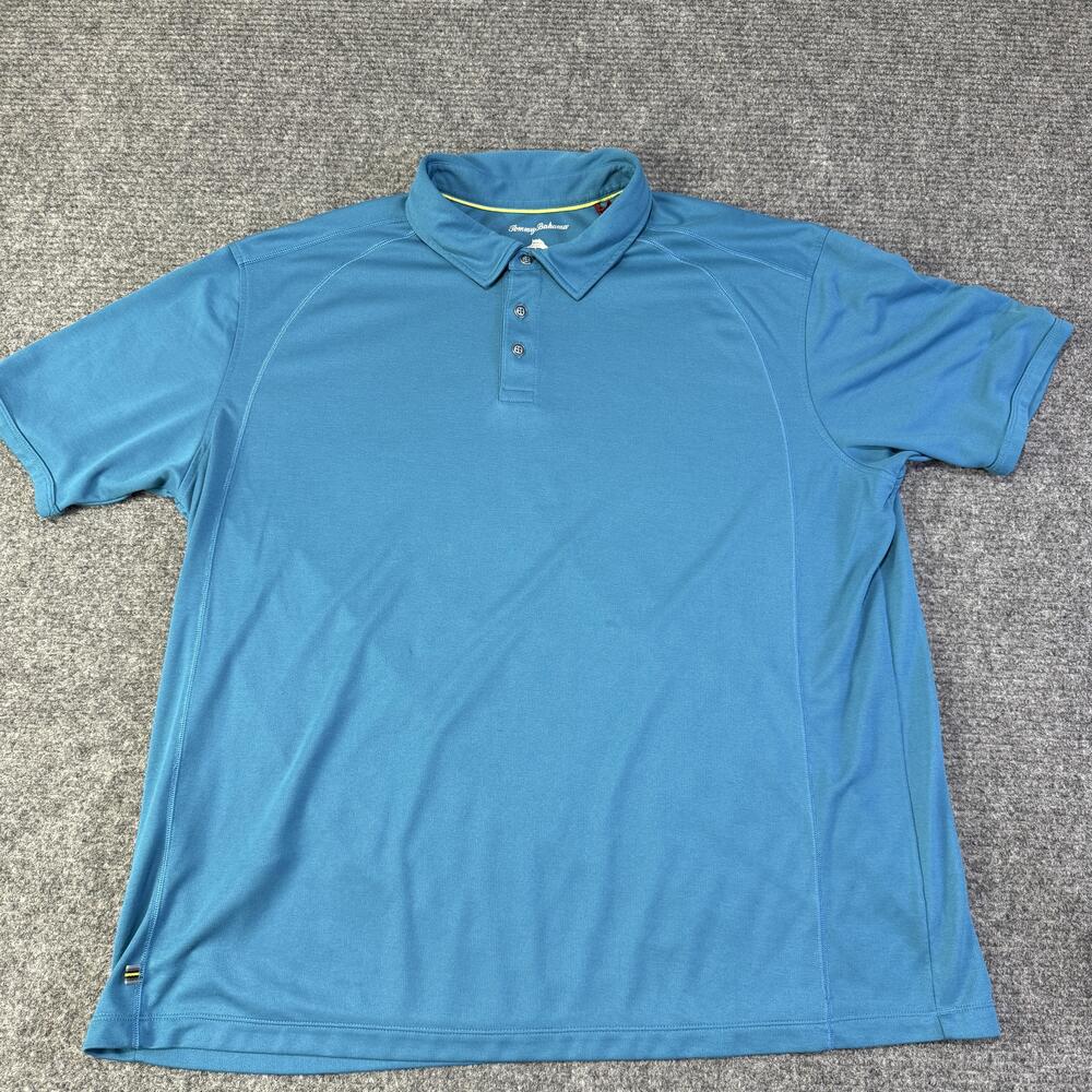 Tommy Bahama Polo Shirt Mens 3XL Blue Performance Tagless Logo Golf Short Sleeve